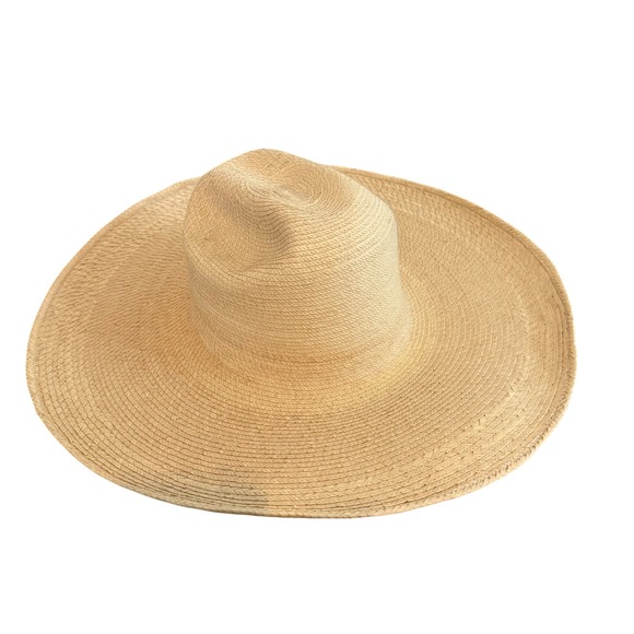 Big Bend Saddlery Palm Leaf Straw Cowboy Hat Size 7 3/8 Made Guatemala Natural